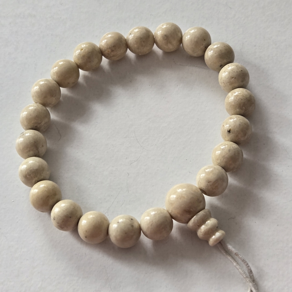 Chic Cream Sand Stone Gemstone Beaded Stretch Bracelet